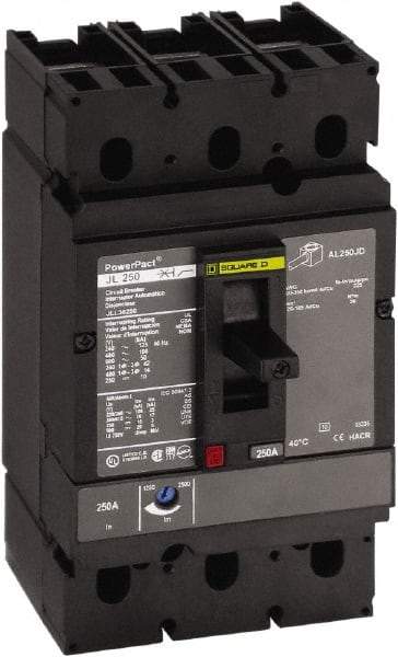 Square D - 200 Amp, 250 VDC, 600 VAC, 2 Pole, Panel Mount Molded Case Circuit Breaker - Thermal Magnetic Trip, Multiple Breaking Capacity Ratings, 3/0 AWG - Strong Tooling