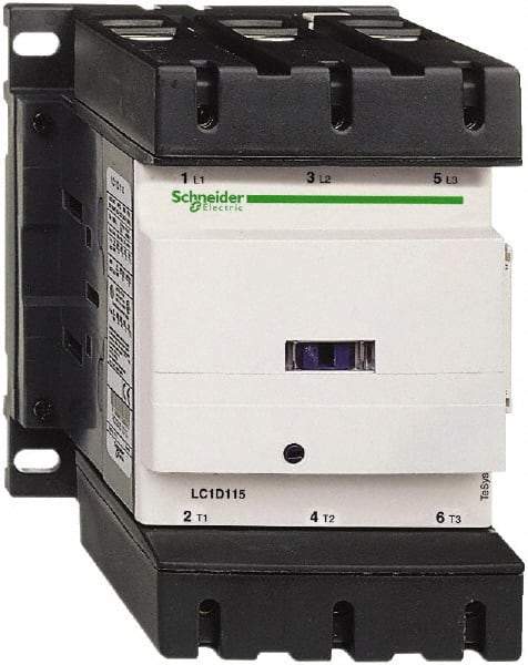 Schneider Electric - 3 Pole, 115 Coil VAC at 50/60 Hz, 115 Amp at 440 VAC, Nonreversible IEC Contactor - Bureau Veritas, CCC, CSA, CSA C22.2 No. 14, DNV, EN/IEC 60947-4-1, EN/IEC 60947-5-1, GL, GOST, LROS, RINA, RoHS Compliant, UL 508, UL Listed - Strong Tooling