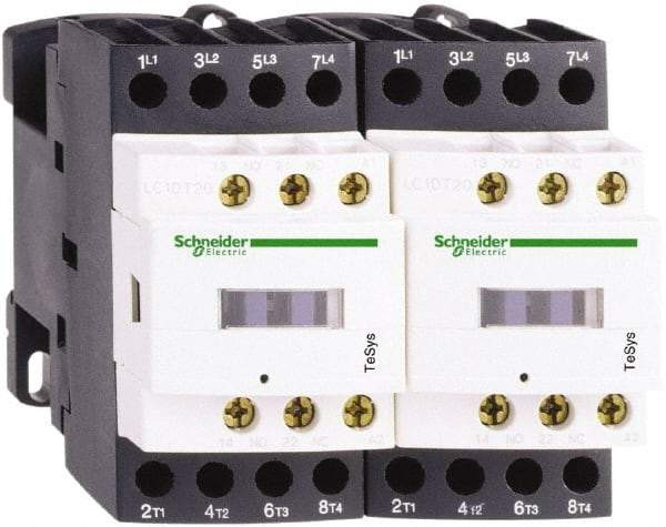 Schneider Electric - 4 Pole, 24 Coil VAC at 50/60 Hz, 20 Amp at 440 VAC, Reversible IEC Contactor - Bureau Veritas, CCC, CSA, CSA C22.2 No. 14, DNV, EN/IEC 60947-4-1, EN/IEC 60947-5-1, GL, GOST, LROS, RINA, RoHS Compliant, UL 508, UL Listed - Strong Tooling