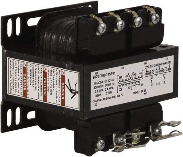 Square D - 100 VA, Top Mount Fuse Block Control Transformer - 50/60 Hz, 3.34 Inch Deep x 2.89 Inch High - Strong Tooling