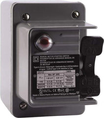 Square D - 2 Poles, 30 Amp, NEMA, Enclosed Toggle Manual Motor Starter - 1 hp at 90 VDC, 1-1/2 hp at 230 VDC, 2 hp at 115 VAC, 2 hp at 115 VDC, 2 hp at 230 VAC, 3 hp at 460 VAC & 3 hp at 575 VAC, CE, CSA, NEMA 4 & UL Listed - Strong Tooling