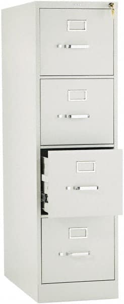 Hon - 15" Wide x 52" High x 26-1/2" Deep, 4 Drawer Vertical File with Lock - Steel, Light Gray - Strong Tooling