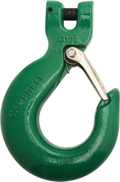 Campbell - 5/8" Chain Diam, 100 Chain Grade Clevis Hook - 22,600 Lb Capacity, 47/64" ID, 47/64" Pin Diam, 2-5/64" Hook Throat - Strong Tooling