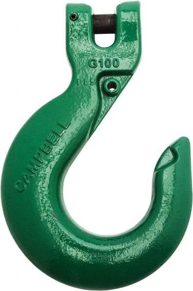 Campbell - 1/2" Chain Diam, 100 Chain Grade Clevis Hook - 15,000 Lb Capacity, 39/64" ID, 39/64" Pin Diam, 1-11/16" Hook Throat - Strong Tooling