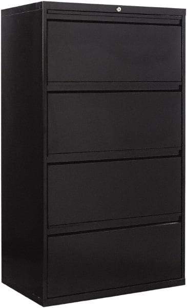 ALERA - 30" Wide x 53-1/4" High x 19-1/4" Deep, 4 Drawer Lateral File - Steel, Black - Strong Tooling