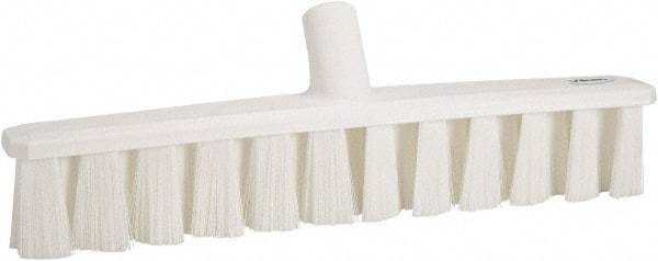 Vikan - 15.25" Fine Particle Polyester Push Broom - 1-7/8" Bristle Length, Plastic Block, European Threaded Handle Connection, Handle Sold Separately - Strong Tooling