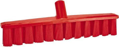 Vikan - 15.25" Fine Particle Polyester Push Broom - 1-7/8" Bristle Length, Plastic Block, European Threaded Handle Connection, Handle Sold Separately - Strong Tooling