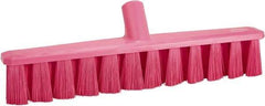 Vikan - 15.25" Fine Particle Polyester Push Broom - 1-7/8" Bristle Length, Plastic Block, European Threaded Handle Connection, Handle Sold Separately - Strong Tooling