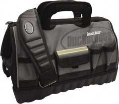 Bucket Boss - 14 Pocket Gray & Black Polyester Tool Bag - 18" Wide x 11" Deep x 13" High - Strong Tooling