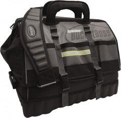 Bucket Boss - 18 Pocket Gray & Black Polyester Tool Bag - 18" Wide x 11" Deep x 16" High - Strong Tooling