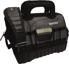 Bucket Boss - 14 Pocket Gray & Black Polyester Tool Bag - 14" Wide x 10" Deep x 11" High - Strong Tooling