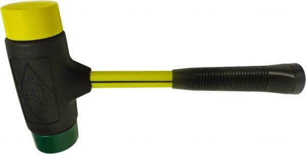 NUPLA - 4 Lb Head 2-1/2" Face Composite Dead Blow Replaceable Tip Sledge Hammer - 14-1/2" OAL, Fiberglass Handle - Strong Tooling