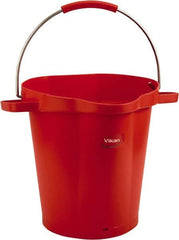 Vikan - 5 Gal, 18" High, Polypropylene Round Red Single Pail with Pour Spout - Handle Included, 15.4mm Top Length x 18.9" Top Width x 18.9" Top Diam - Strong Tooling