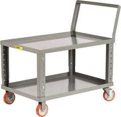 Little Giant - 1,200 Lb Capacity, 24" Wide x 39" Long x 37-1/2" High Heavy Duty Service Cart - 2 Shelf, Steel, 2 Rigid/2 Swivel Casters - Strong Tooling