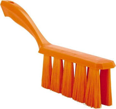 Vikan - 3.9" Bristle Length, Polyester Cleaning & Finishing Brush - 3" Long x 6-1/2" Wide Head, 13" OAL, Easy Grip Handle, Orange, Polypropylene Block - Strong Tooling