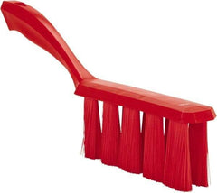 Vikan - 3.9" Bristle Length, Polyester Cleaning & Finishing Brush - 3" Long x 6-1/2" Wide Head, 13" OAL, Easy Grip Handle, Red, Polypropylene Block - Strong Tooling