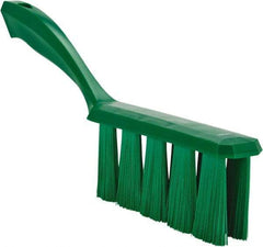 Vikan - 3.9" Bristle Length, Polyester Cleaning & Finishing Brush - 3" Long x 6-1/2" Wide Head, 13" OAL, Easy Grip Handle, Green, Polypropylene Block - Strong Tooling