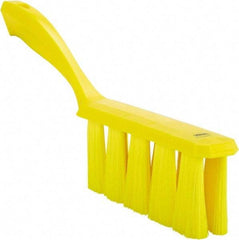 Vikan - 3.9" Bristle Length, Polyester Cleaning & Finishing Brush - 3" Long x 1-1/2" Wide Head, 13" OAL, Easy Grip Handle, Yellow, Polypropylene Block - Strong Tooling