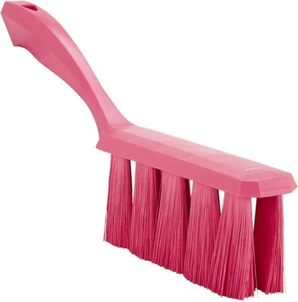 Vikan - 3.9" Bristle Length, Polyester Cleaning & Finishing Brush - 3" Long x 1-1/2" Wide Head, 13" OAL, Easy Grip Handle, Pink, Polypropylene Block - Strong Tooling