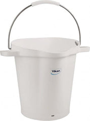 Vikan - 5 Gal, 18" High, Polypropylene Round White Single Pail with Pour Spout - Handle Included, 15.4mm Top Length x 18.9" Top Width x 18.9" Top Diam - Strong Tooling