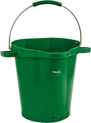 Vikan - 5 Gal, 18" High, Polypropylene Round Green Single Pail with Pour Spout - Handle Included, 15.4mm Top Length x 18.9" Top Width x 18.9" Top Diam - Strong Tooling