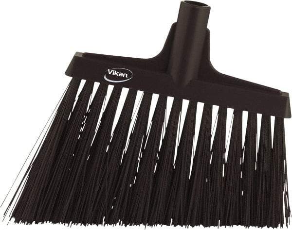 Vikan - 9-1/2" Wide, Black Polyester Bristles, Angled Broom - Water Resistant - Strong Tooling