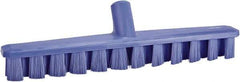 Vikan - 1-7/8" Bristle Length, Polyester Deck Scrub Brush - 1-7/8" Wide Head, 15-1/4" OAL, European Threaded Handle, Purple, Polypropylene Block - Strong Tooling