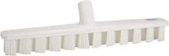 Vikan - 1-7/8" Bristle Length, Polyester Deck Scrub Brush - 1-7/8" Wide Head, 15-1/4" OAL, European Threaded Handle, White, Polypropylene Block - Strong Tooling