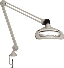 Vision Engineering - 45" Arm, Spring Suspension, Clamp Mount, LED, Light Gray, Magnifying Task Light - 6 Watts, 120 Volts, 1.88x Magnification - Strong Tooling