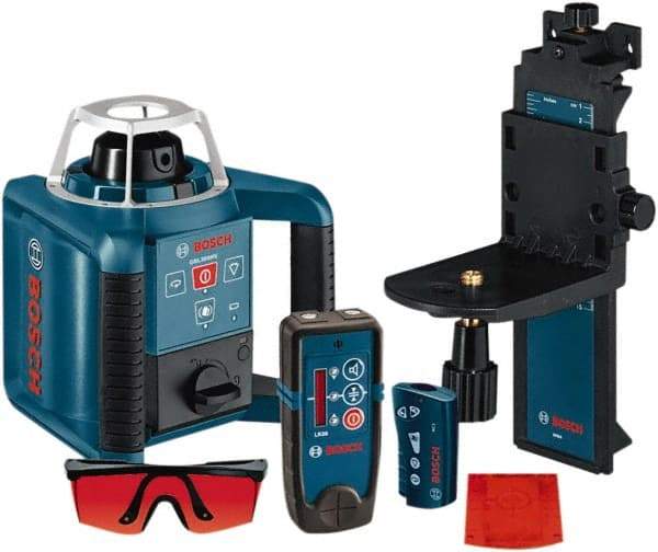 Bosch - 1,000' Measuring Range, 1/8" at 100' Accuracy, Self-Leveling Horizontal & Vertical Rotary Laser - ±5° Self Leveling Range, 1 Beam, 2-D Battery Included - Strong Tooling