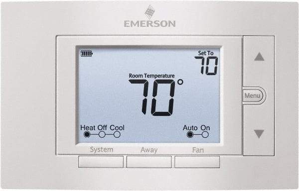 White-Rodgers - 50 to 99°F, 2 Heat, 2 Cool, Digital Nonprogrammable Thermostat - 20 to 30 Volts, 1.77" Inside Depth x 1.77" Inside Height x 5-1/4" Inside Width, Horizontal Mount - Strong Tooling