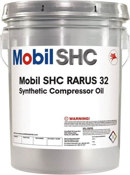 Mobil - 5 Gal Pail, ISO 32, Air Compressor Oil - 30.6 Viscosity (cSt) at 40°C, 5.6 Viscosity (cSt) at 100°C - Strong Tooling