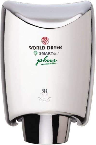 World Dryer - 1200 Watt Silver Finish Electric Hand Dryer - 100/120 Volts, 10 Amps, 9.3" Wide x 12-1/2" High x 7.6" Deep - Strong Tooling