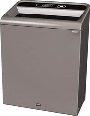 Rubbermaid - 45 Gal Gray Rectangle Decorative Indoor Single Stream Waste Receptacle - Metal, Landfill Graphic, 37.965" High x 29.132" Long x 19-1/2" Wide, Lid Included - Strong Tooling