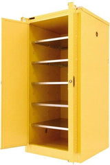 Securall Cabinets - 2 Door, 5 Shelf, Yellow Steel Standard Safety Cabinet for Flammable and Combustible Liquids - 67" High x 31" Wide x 31" Deep, Self Closing Door, 3 Point Key Lock, 120 Gal Capacity - Strong Tooling