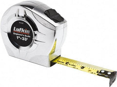 Lufkin - 33' x 1" Yellow Blade Tape Measure - 1/16" & 1/10 & 1/100' Graduation, A4 Graduation Style - Strong Tooling