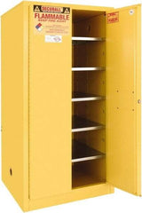 Securall Cabinets - 2 Door, 5 Shelf, Yellow Steel Standard Safety Cabinet for Flammable and Combustible Liquids - 65" High x 31" Wide x 31" Deep, Manual Closing Door, 3 Point Key Lock, 120 Gal Capacity - Strong Tooling