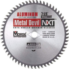 M.K. MORSE - 7-1/4" Diam, 5/8" Arbor Hole Diam, 60 Tooth Wet & Dry Cut Saw Blade - Steel, Standard Round Arbor - Strong Tooling