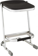 NPS - 24 Inch High, Stationary Fixed Height Stool - 16-1/4 Inch Deep x 16-3/4 Inch Wide, Plastic Seat, Black and Chrome - Strong Tooling