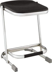 NPS - 22 Inch High, Stationary Fixed Height Stool - 16-1/4 Inch Deep x 16-3/4 Inch Wide, Plastic Seat, Black and Chrome - Strong Tooling