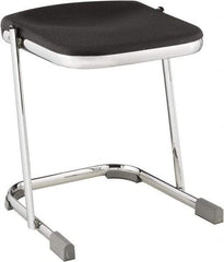 NPS - 18 Inch High, Stationary Fixed Height Stool - 16-1/4 Inch Deep x 16-3/4 Inch Wide, Plastic Seat, Black and Chrome - Strong Tooling