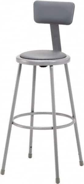 NPS - 30 Inch High, Stationary Fixed Height Stool with Adjustable Height Backrest - 16-1/2 Inch Deep x 16-1/2 Inch Wide, Vinyl Seat, Gray - Strong Tooling