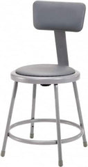 NPS - 18 Inch High, Stationary Fixed Height Stool with Adjustable Height Backrest - 14 Inch Deep x 14 Inch Wide, Vinyl Seat, Gray - Strong Tooling