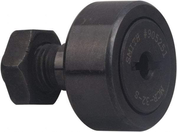 Accurate Bushing - 80mm Roller Diam x 35mm Width, 30mm Stud Diam x 63mm Length, Stud Cam Follower - Carbon Steel, 32mm Thread Length, M30x1.5 Thread, 100mm OAL, 45,000 N Dynamic Cap, 85,000 N Static Cap - Strong Tooling