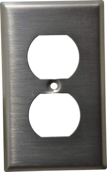 Leviton - 1 Gang, 4-1/2 Inch Long x 2-3/4 Inch Wide, Standard Outlet Wall Plate - Duplex Outlet, Metallic, Stainless Steel - Strong Tooling