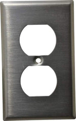 Leviton - 1 Gang, 4-1/2 Inch Long x 2-3/4 Inch Wide, Standard Outlet Wall Plate - Duplex Outlet, Metallic, Stainless Steel - Strong Tooling