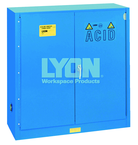 Acid Storage Cabinet - #5541 - 43 x 18 x 44" - 30 Gallon - w/one shelf, two poly trays, bi-fold self-closing door - Blue Only - Strong Tooling