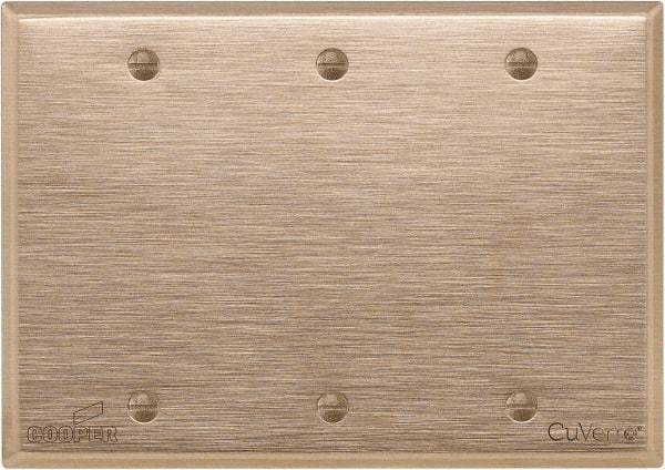 Cooper Wiring Devices - 3 Gang, 4-1/2 Inch Long, Standard Blank Wall Plate - Blank, Rose, Antimicrobial Copper - Strong Tooling