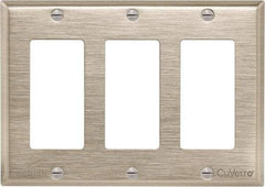 Cooper Wiring Devices - 3 Gang, 4-1/2 Inch Long, Standard Switch Plate - Decorator Switch, White Bronze, Antimicrobial Copper - Strong Tooling