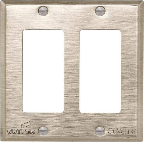 Cooper Wiring Devices - 2 Gang, 4-1/2 Inch Long, Standard Switch Plate - Decorator Switch, White Bronze, Antimicrobial Copper - Strong Tooling